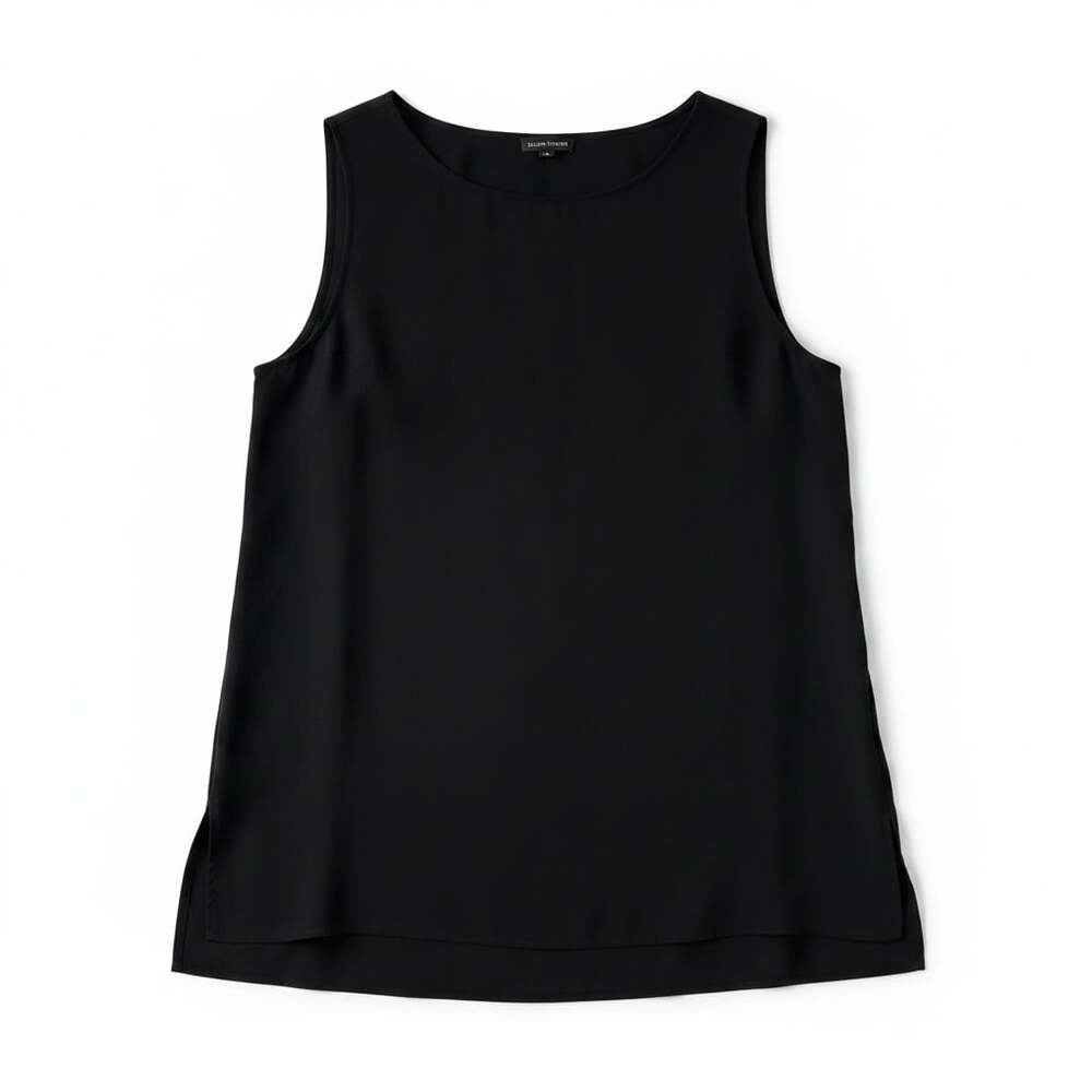 Eileen Fisher 100% Silk Sleeveless Tank Top Black Size XL